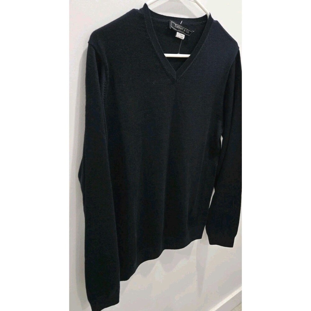 Tiffany & Co Wardrobe - V-neck Sweater - Mens Sz L - Navy - Wool Blend - Casual - Picture 3 of 7